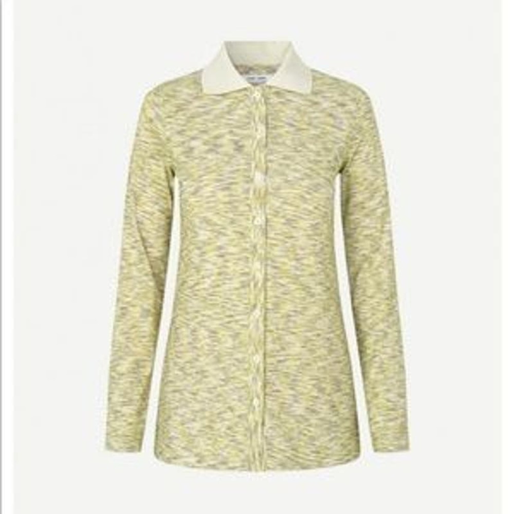 SAMSOE SAMSOE Boline Space Dye Polo Style Top Shirt Sage Green Melange XL NWT